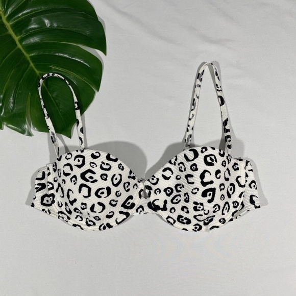 NEW Onia‎ [ Large ] Dalia Animal Print Underwire Bikini Top in White - Picture 3 of 12